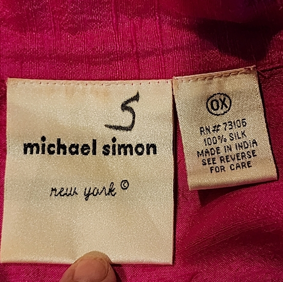 Michael Simon Pink Silk Jacket Embroidered Beaded Vintage 90s Size 0X - Picture 13 of 13